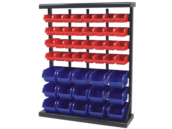 Storage Rack with Plastic Bins