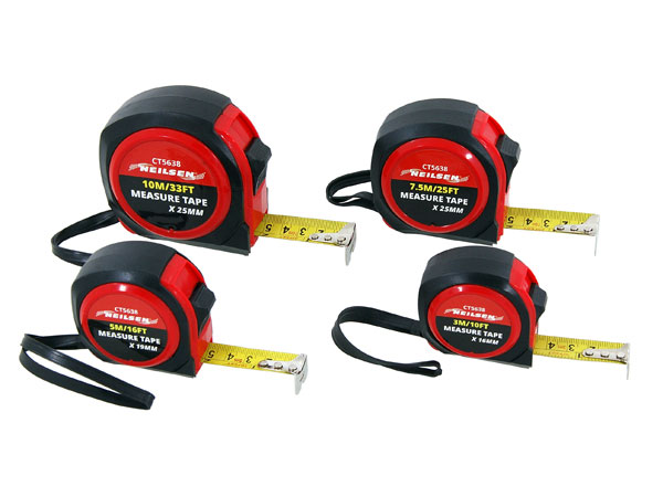 4pc Tape Measure Set - 3 / 5 / 7.5 / 10M