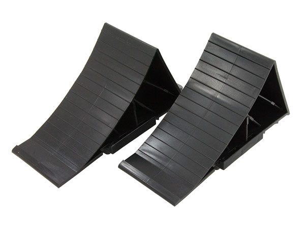 2 Black Plastic Wheel Chocks